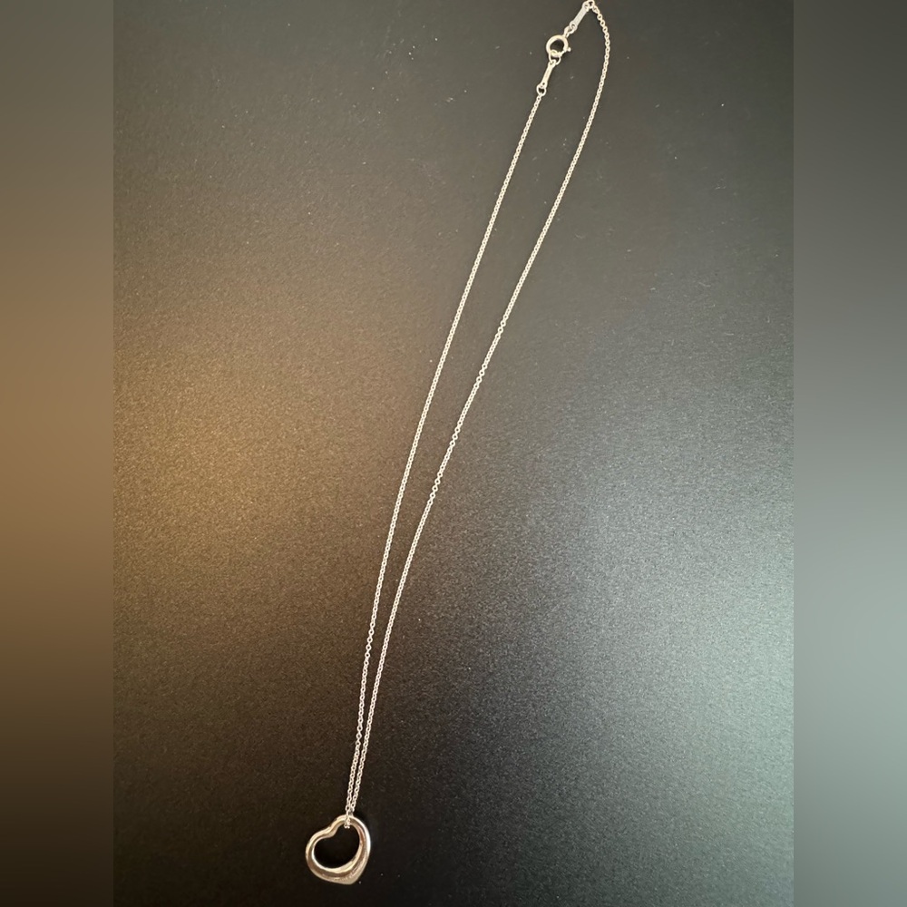 Tiffany Sterling Silver Elsa Peretti Open Heart Pendant Necklace